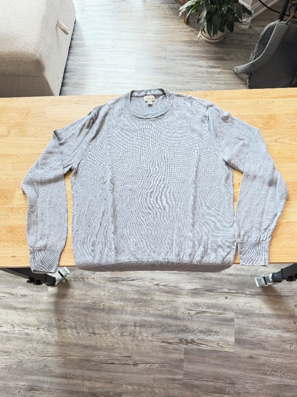 J.Crew Men’s 100% Linen Crewneck Sweater Medium Light Blue Gray BZ526